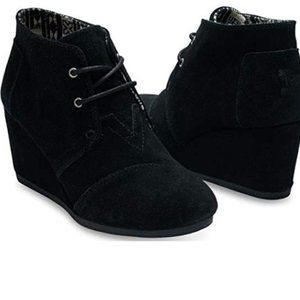 Tom's Desert Wedge 7.5 black suede